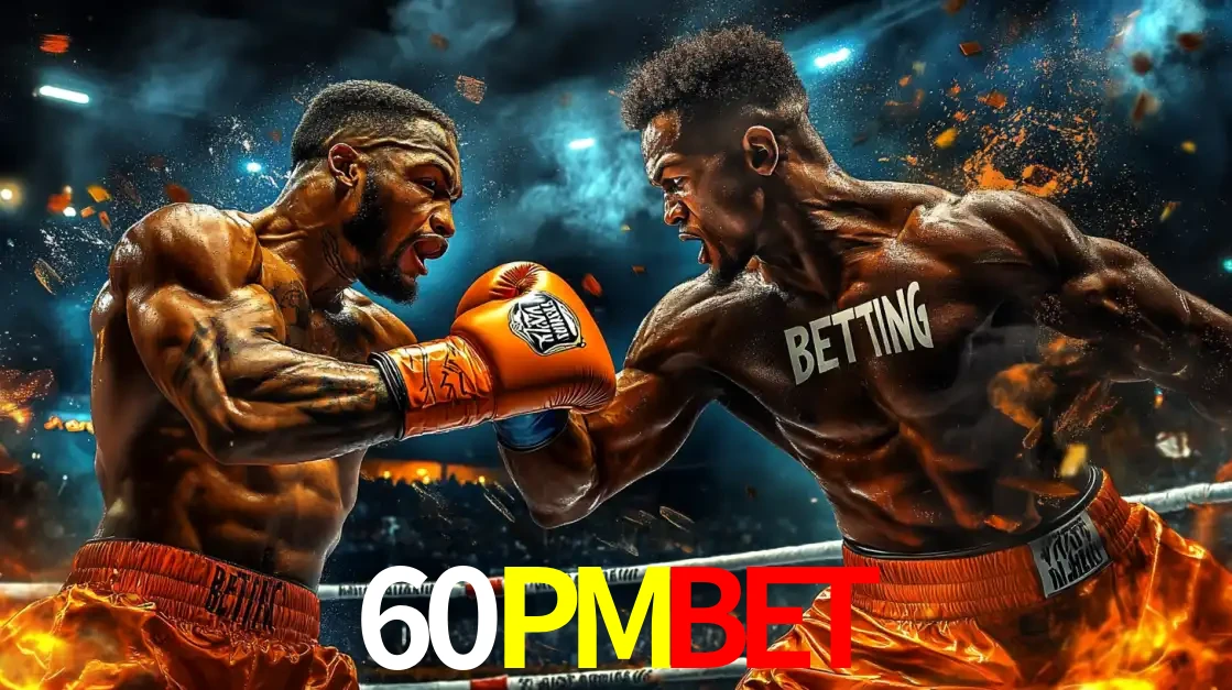 Dois boxeadores em uma luta intensa e explosiva, representando a adrenalina e as oportunidades de apostas em esportes de combate disponíveis na plataforma 60PMBET.