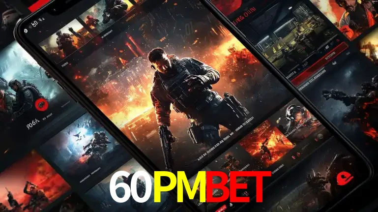 Tela de um celular exibindo uma galeria de jogos de tiro com temática militar, mostrando a variedade de e-sports disponíveis para apostas na plataforma de entretenimento 60PMBET.