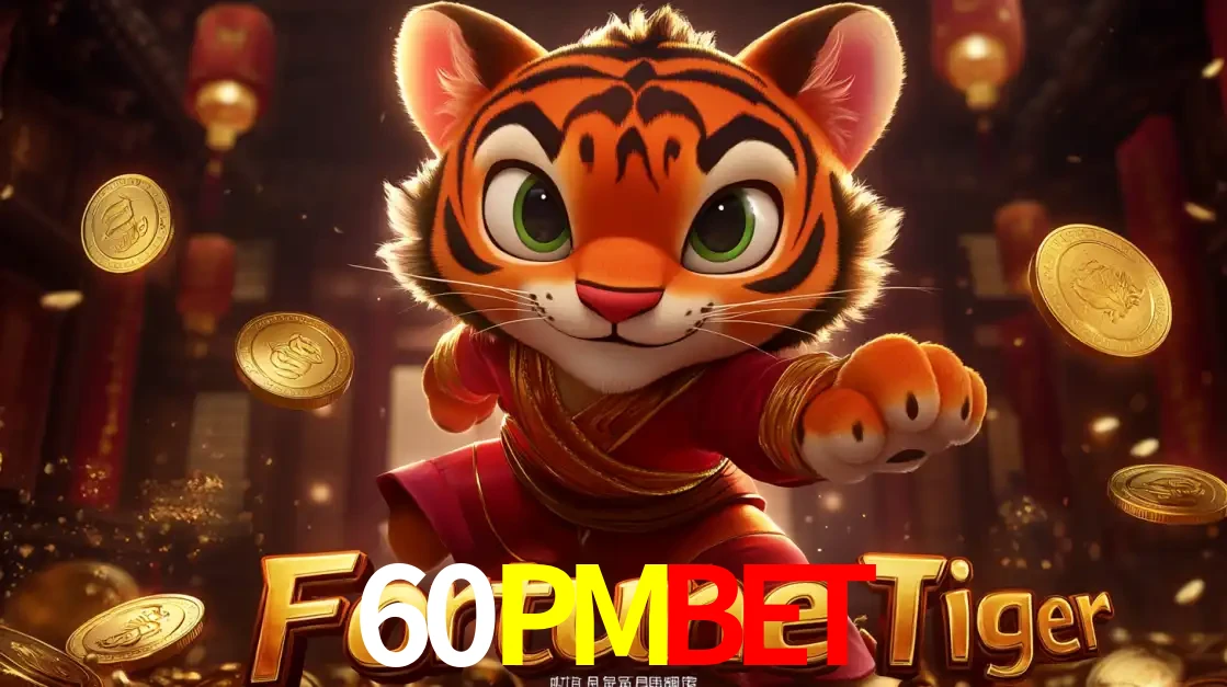 O carismático mascote do jogo de slot Fortune Tiger, um tigre fofo em pose de artes marciais, pronto para trazer sorte e multiplicadores de ganhos no cassino online 60PMBET.